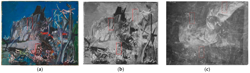 Using infrared reflectography, the scientists were able to detect inconsistencies between the visible image (a) and the one hidden by a layer of paint and visible in the IR spectrum (b). The hidden painting contained elements of a portrait. Then, the experts took an X-ray of the painting, detecting the hidden image in full. Illustrations from the article
