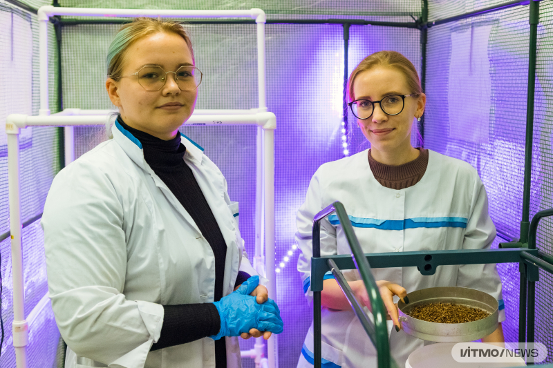 Alisa Pismennaya and Anastasia Gorbulina at the lab. Photo by Dmitry Grigoryev / ITMO.NEWS
