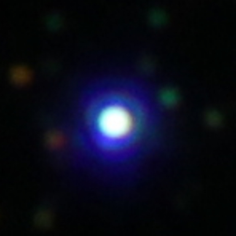 The bright light of a nanobulb, as seen by a regular camera using an auxiliary lens