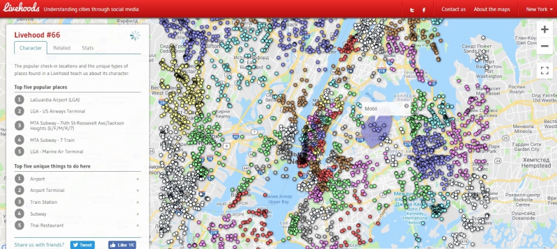 Map of vernacular regions of New York. Credit: livehoods.org