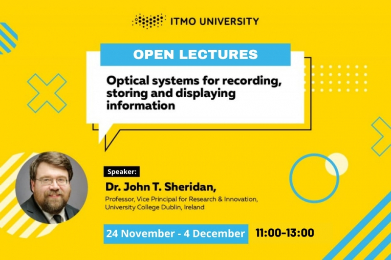 Announcement of Prof. John T. Sheridan's lecture series at ITMO on November 24 - December 4